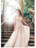 Strapless Beaded Ivory Lace Tulle Wedding Dress With Buttons